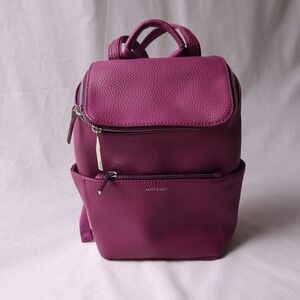 Matt & Nat Purple Pebbled Faux Leather Mini Backpack Adjustable Straps